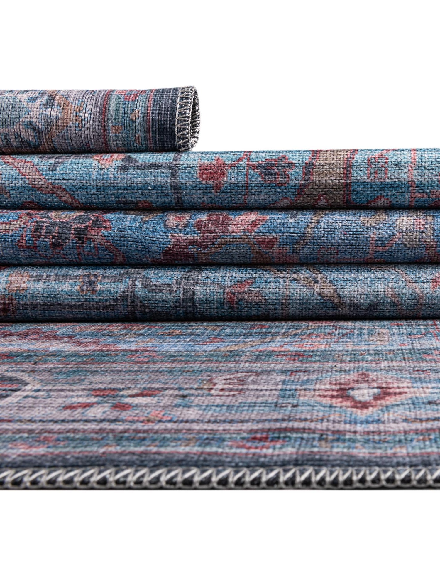 Washable Blue 10' 6 x 13' 1 Maahru Rectangle Area Rug Easy to Clean Stain Resistant & Durable Polyester Chenille Carpet for Living, Dining, Bedrooms, Kitchen for Sale at Rug Engine