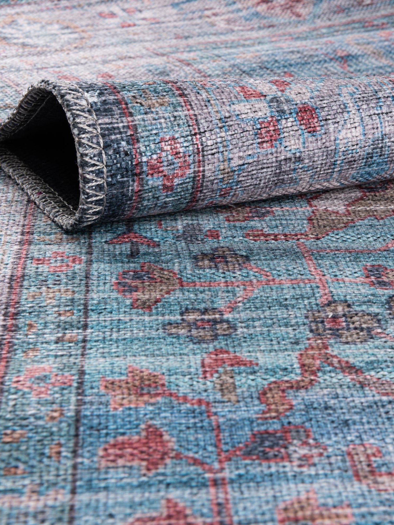 Washable Blue 2' x 3' 1 Maahru Oval Area Rug Easy to Clean Stain Resistant & Durable Polyester Chenille Carpet for Living, Dining, Bedrooms, Kitchen for Sale at Rug Engine