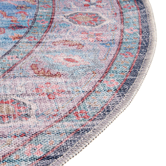 Washable Blue 2' x 3' 1 Maahru Oval Area Rug Easy to Clean Stain Resistant & Durable Polyester Chenille Carpet for Living, Dining, Bedrooms, Kitchen for Sale at Rug Engine