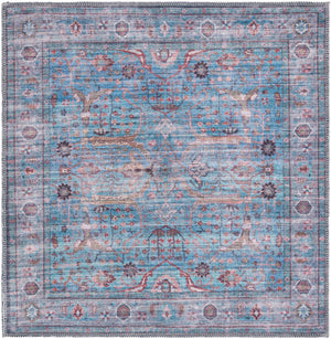 Washable Blue 3' 3 x 3' 3 Maahru Square Area Rug Easy to Clean Stain Resistant & Durable Polyester Chenille Carpet for Living, Dining, Bedrooms, Kitchen for Sale at Rug Engine