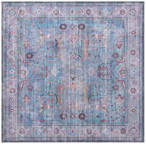 Washable Blue 7' 3 x 7' 3 Maahru Square Area Rug Easy to Clean Stain Resistant & Durable Polyester Chenille Carpet for Living, Dining, Bedrooms, Kitchen for Sale at Rug Engine