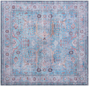 Washable Blue 10' 6 x 10' 6 Maahru Square Area Rug Easy to Clean Stain Resistant & Durable Polyester Chenille Carpet for Living, Dining, Bedrooms, Kitchen for Sale at Rug Engine