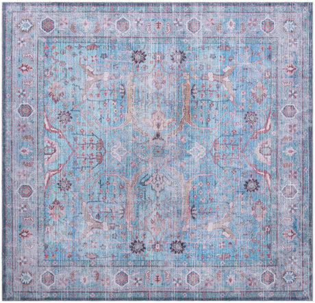 Washable Blue 10' 6 x 10' 6 Maahru Square Area Rug Easy to Clean Stain Resistant & Durable Polyester Chenille Carpet for Living, Dining, Bedrooms, Kitchen for Sale at Rug Engine