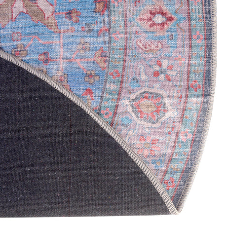 Washable Blue 10' 6 x 10' 6 Maahru Round Area Rug Easy to Clean Stain Resistant & Durable Polyester Chenille Carpet for Living, Dining, Bedrooms, Kitchen for Sale at Rug Engine