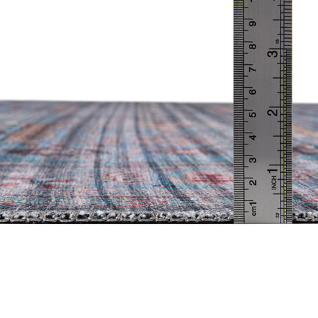 Washable Blue 2' x 8' Maahru Runner Area Rug Easy to Clean Stain Resistant & Durable Polyester Chenille Carpet for Living, Dining, Bedrooms, Kitchen for Sale at Rug Engine