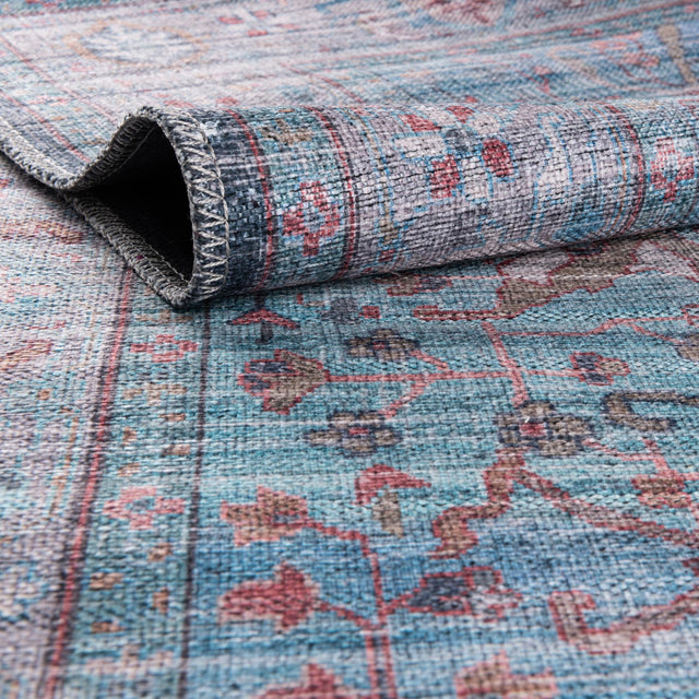 Washable Blue 2' 7 x 13' 1 Maahru Runner Area Rug Easy to Clean Stain Resistant & Durable Polyester Chenille Carpet for Living, Dining, Bedrooms, Kitchen for Sale at Rug Engine