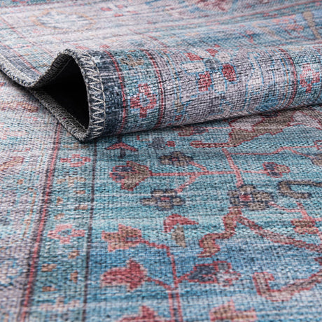 Washable Blue 2' x 8' Maahru Runner Area Rug Easy to Clean Stain Resistant & Durable Polyester Chenille Carpet for Living, Dining, Bedrooms, Kitchen for Sale at Rug Engine