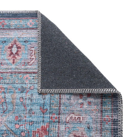 Washable Blue 2' 7 x 13' 1 Maahru Runner Area Rug Easy to Clean Stain Resistant & Durable Polyester Chenille Carpet for Living, Dining, Bedrooms, Kitchen for Sale at Rug Engine