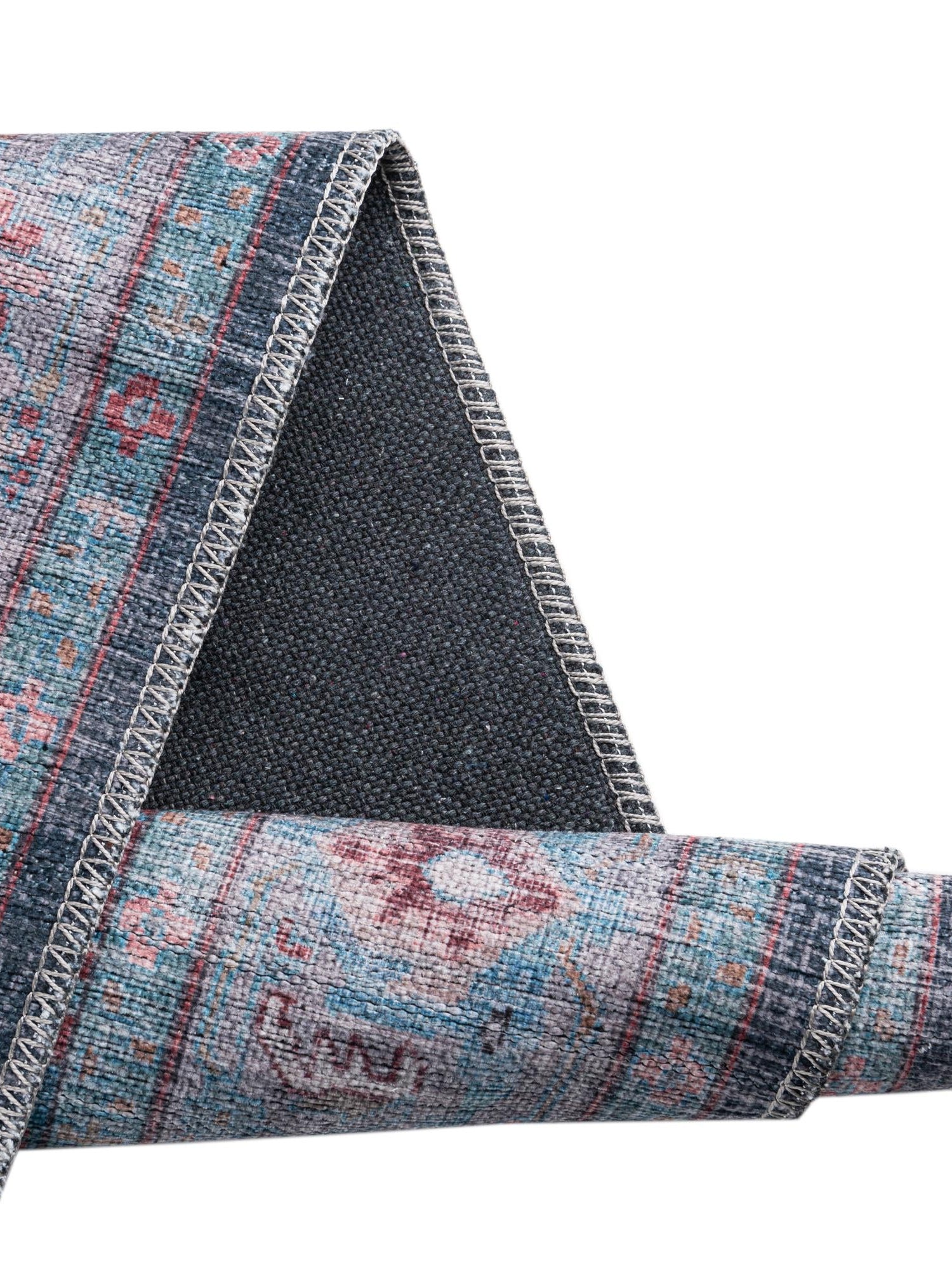 Washable Blue 2' x 8' Maahru Runner Area Rug Easy to Clean Stain Resistant & Durable Polyester Chenille Carpet for Living, Dining, Bedrooms, Kitchen for Sale at Rug Engine