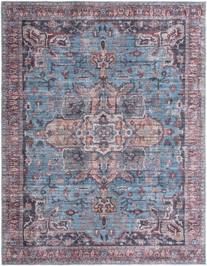 Blue 10' 6 x 13' Maahru Washable Rectangle Rug