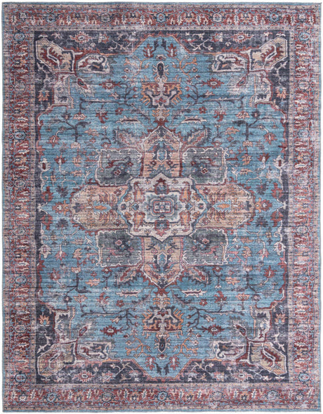Blue 10' 6 x 13' Maahru Washable Rectangle Rug