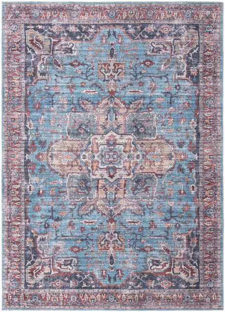 Washable Blue 7' 3 x 10' Maahru Rectangle Area Rug Easy to Clean Stain Resistant & Durable Polyester Chenille Carpet for Living, Dining, Bedrooms, Kitchen for Sale at Rug Engine