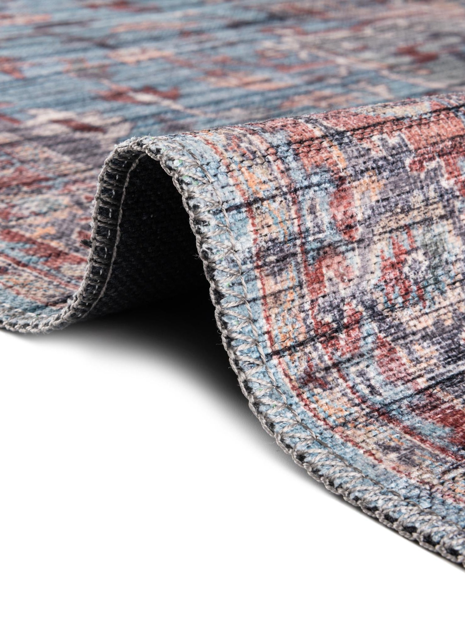 Washable Blue 10' 6 x 13' 1 Maahru Rectangle Area Rug Easy to Clean Stain Resistant & Durable Polyester Chenille Carpet for Living, Dining, Bedrooms, Kitchen for Sale at Rug Engine