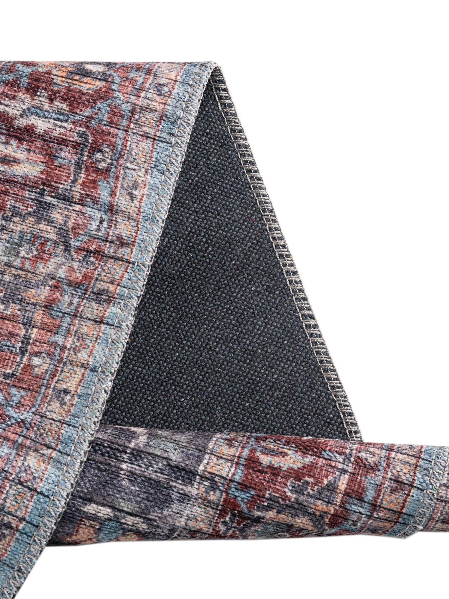 Washable Blue 9' 2 x 12' Maahru Rectangle Area Rug Easy to Clean Stain Resistant & Durable Polyester Chenille Carpet for Living, Dining, Bedrooms, Kitchen for Sale at Rug Engine
