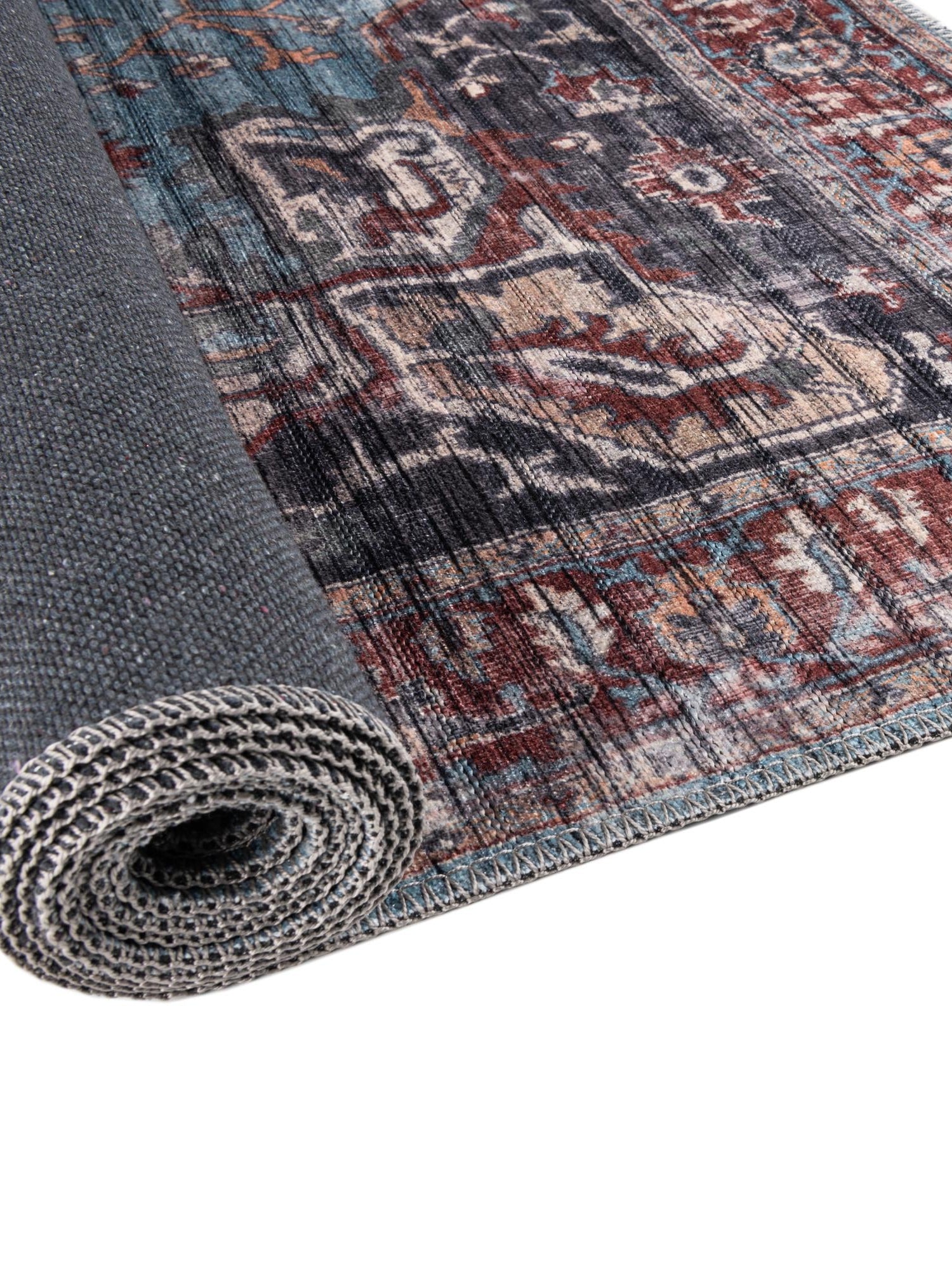 Washable Blue 10' 6 x 13' 1 Maahru Rectangle Area Rug Easy to Clean Stain Resistant & Durable Polyester Chenille Carpet for Living, Dining, Bedrooms, Kitchen for Sale at Rug Engine