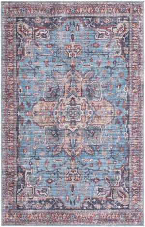 Blue 5' 3 x 8' Maahru Washable Rectangle Rug