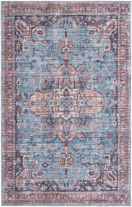 Blue 5' 3 x 8' Maahru Washable Rectangle Rug