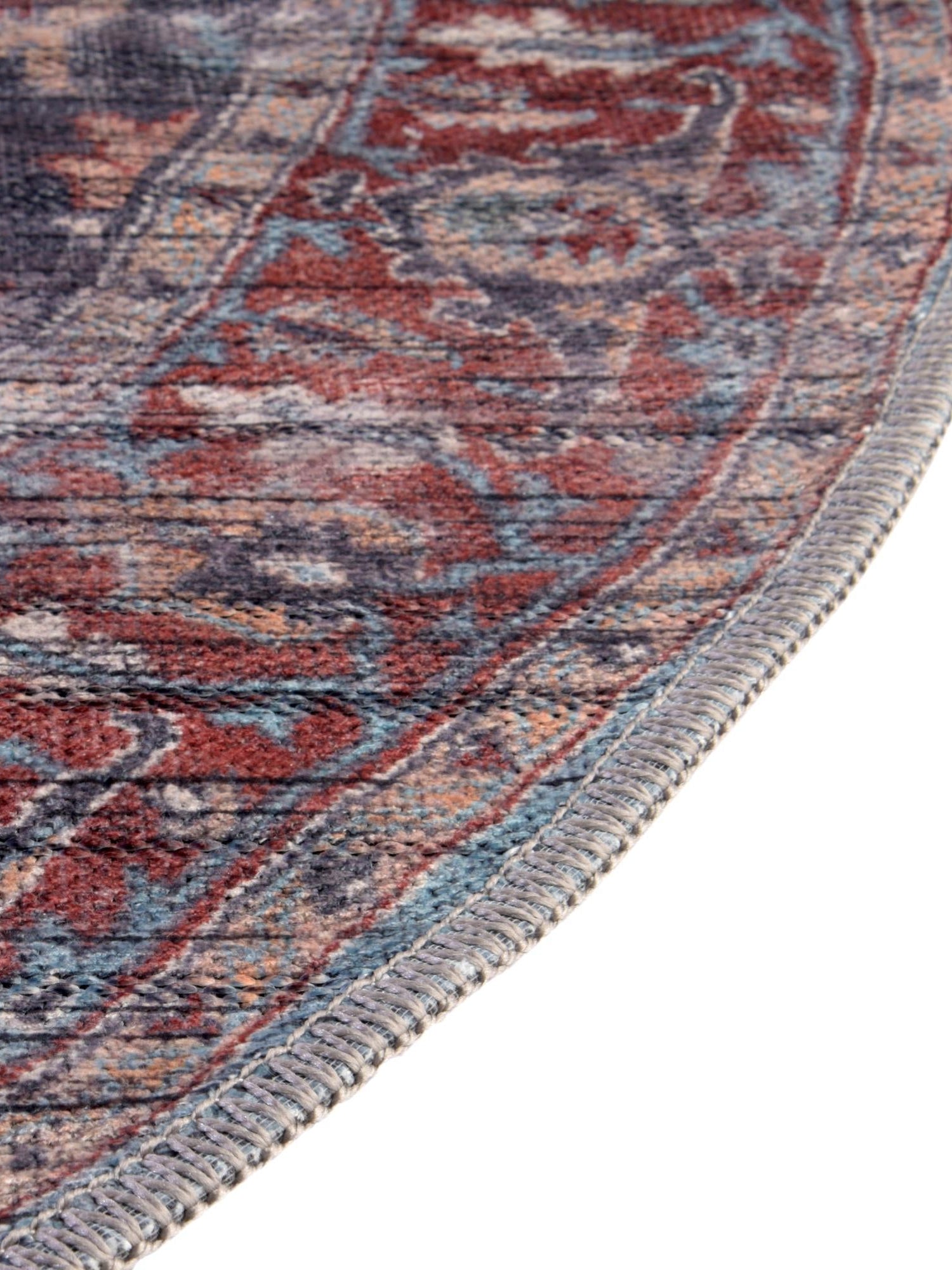 Washable Blue 5' 3 x 8' Maahru Oval Area Rug Easy to Clean Stain Resistant & Durable Polyester Chenille Carpet for Living, Dining, Bedrooms, Kitchen for Sale at Rug Engine