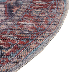 Washable Blue 5' 3 x 8' Maahru Oval Area Rug Easy to Clean Stain Resistant & Durable Polyester Chenille Carpet for Living, Dining, Bedrooms, Kitchen for Sale at Rug Engine