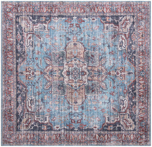 Washable Blue 10' 6 x 10' 6 Maahru Square Area Rug Easy to Clean Stain Resistant & Durable Polyester Chenille Carpet for Living, Dining, Bedrooms, Kitchen for Sale at Rug Engine