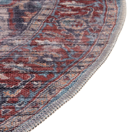 Washable Blue 10' 6 x 10' 6 Maahru Round Area Rug Easy to Clean Stain Resistant & Durable Polyester Chenille Carpet for Living, Dining, Bedrooms, Kitchen for Sale at Rug Engine