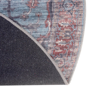 Washable Blue 10' 6 x 10' 6 Maahru Round Area Rug Easy to Clean Stain Resistant & Durable Polyester Chenille Carpet for Living, Dining, Bedrooms, Kitchen for Sale at Rug Engine