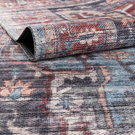 Washable Blue 2' x 4' 1 Maahru Runner Area Rug Easy to Clean Stain Resistant & Durable Polyester Chenille Carpet for Living, Dining, Bedrooms, Kitchen for Sale at Rug Engine