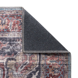 Washable Blue 2' x 8' Maahru Runner Area Rug Easy to Clean Stain Resistant & Durable Polyester Chenille Carpet for Living, Dining, Bedrooms, Kitchen for Sale at Rug Engine