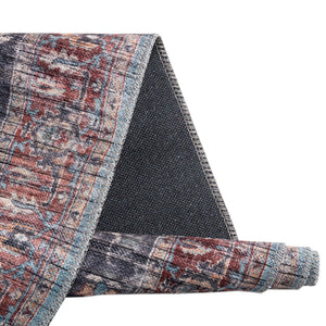 Washable Blue 2' x 4' 1 Maahru Runner Area Rug Easy to Clean Stain Resistant & Durable Polyester Chenille Carpet for Living, Dining, Bedrooms, Kitchen for Sale at Rug Engine