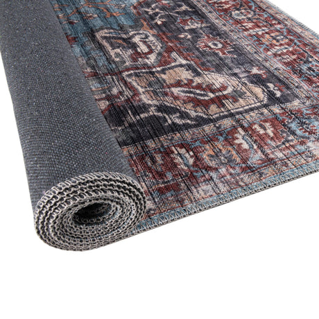 Washable Blue 2' x 4' 1 Maahru Runner Area Rug Easy to Clean Stain Resistant & Durable Polyester Chenille Carpet for Living, Dining, Bedrooms, Kitchen for Sale at Rug Engine
