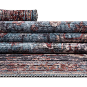 Washable Blue 2' x 4' 1 Maahru Runner Area Rug Easy to Clean Stain Resistant & Durable Polyester Chenille Carpet for Living, Dining, Bedrooms, Kitchen for Sale at Rug Engine