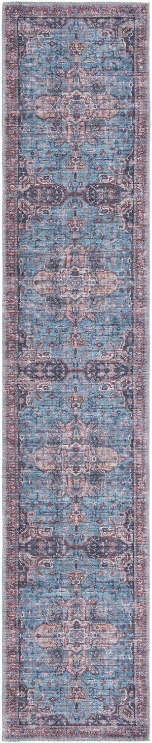 Blue 2' x 10' Maahru Washable Runner Rug