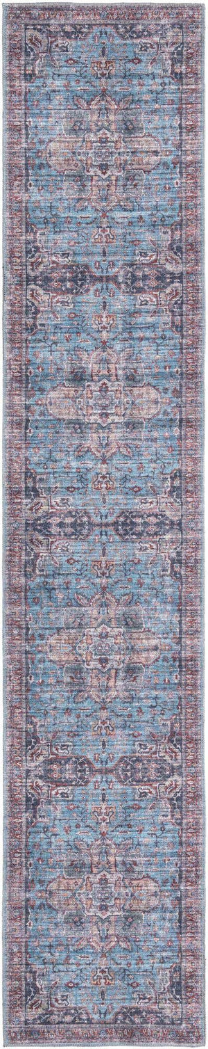 Blue 3' x 13' Maahru Washable Runner Rug