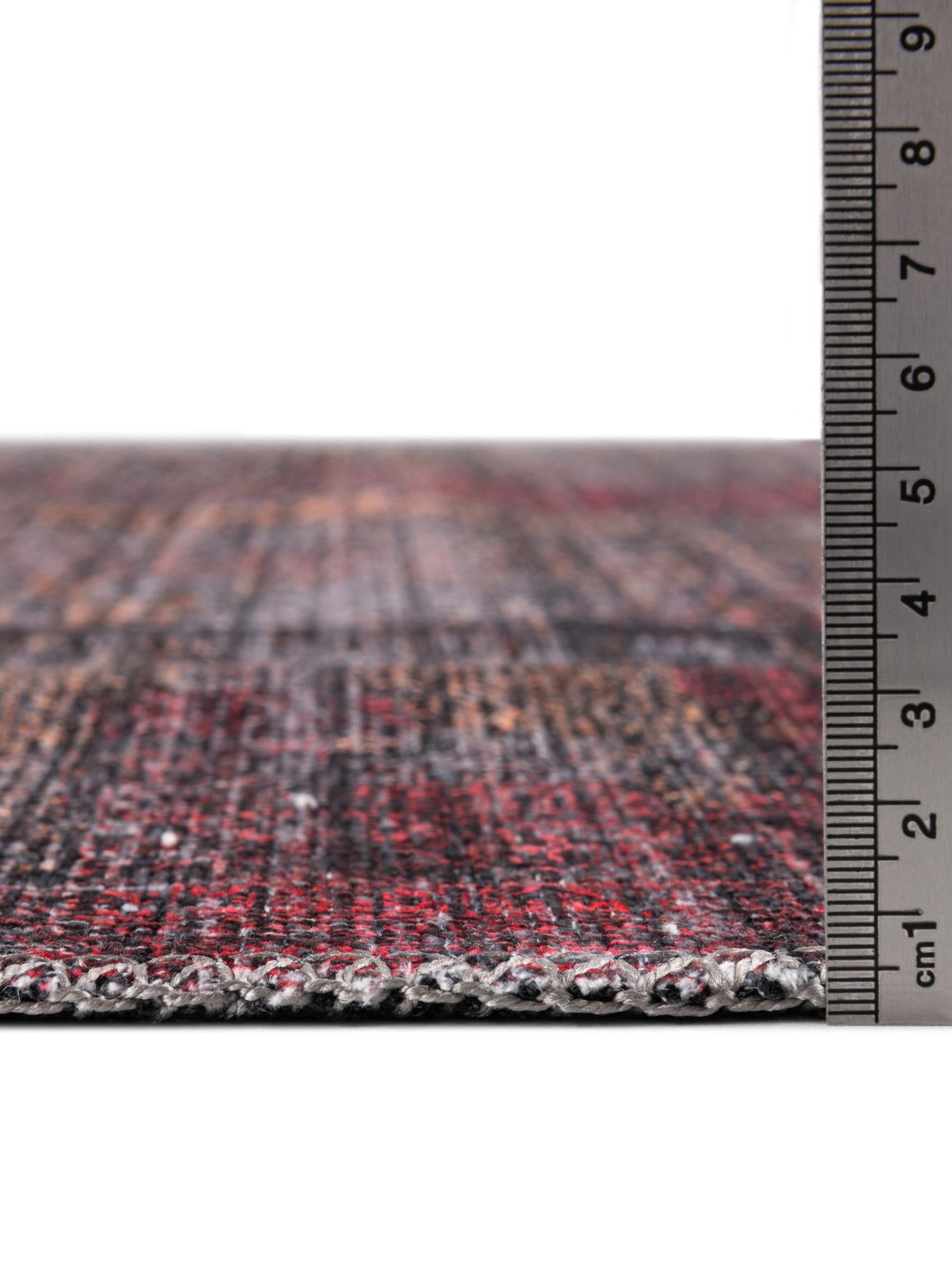 Washable Red and Black 5' 3 x 8' Mangata Rectangle Area Rug Easy to Clean Stain Resistant & Durable Chenille Traditional Vintage Distressed Carpet for Sale at Rug Engine