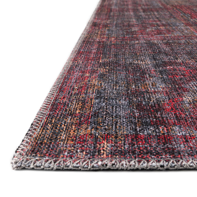 Red and Black 8' x 10' Mangata Washable Rectangle Rug