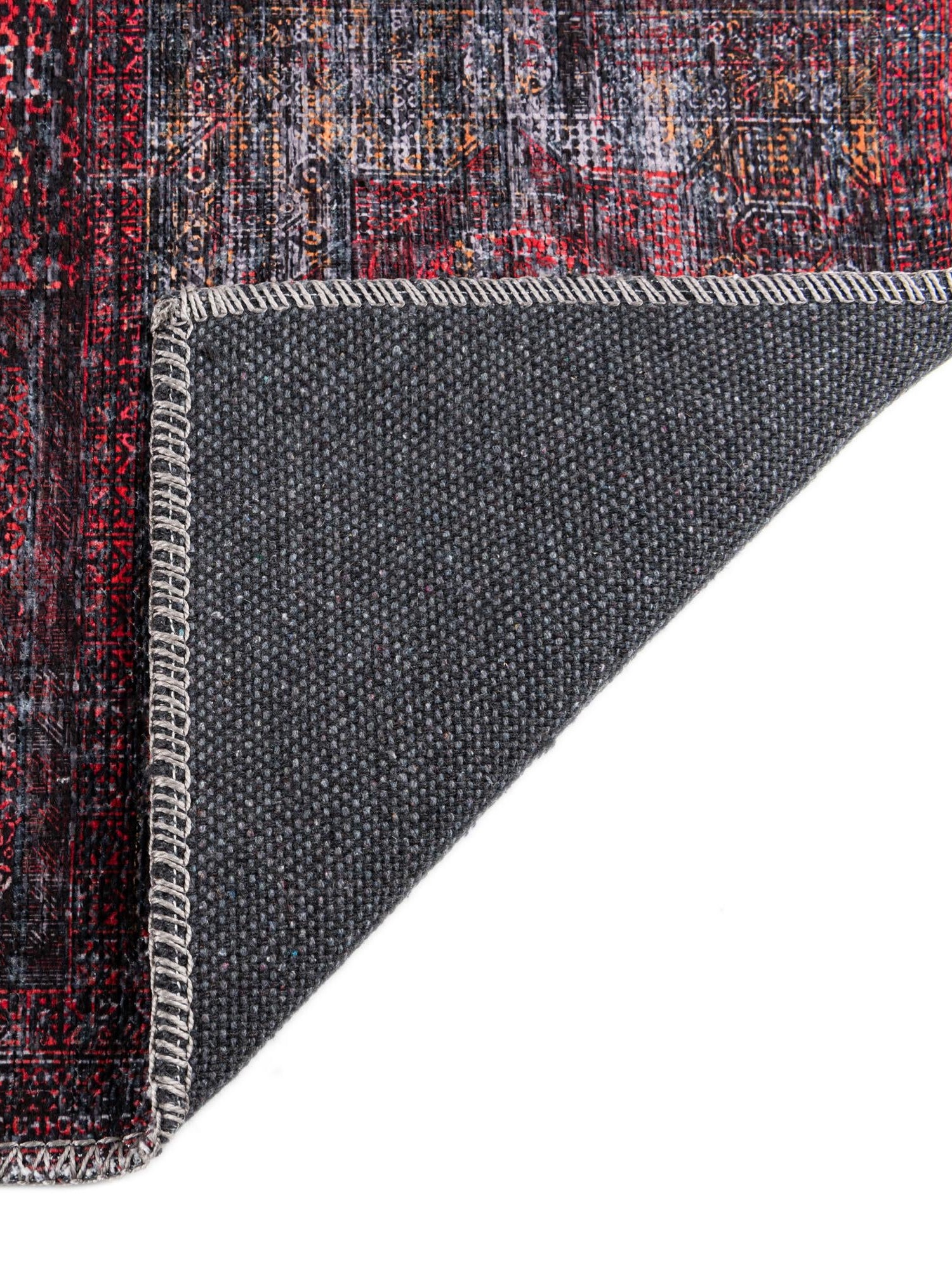 Washable Red and Black 10' 6 x 13' Mangata Rectangle Area Rug Easy to Clean Stain Resistant & Durable Chenille Traditional Vintage Distressed Carpet for Sale at Rug Engine