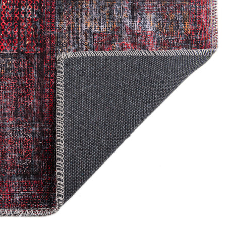 Washable Red and Black 10' 6 x 13' Mangata Rectangle Area Rug Easy to Clean Stain Resistant & Durable Chenille Traditional Vintage Distressed Carpet for Sale at Rug Engine