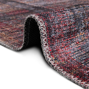Red and Black 6' x 9' Mangata Washable Rectangle Rug