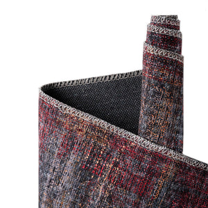 Washable Red and Black 10' 6 x 13' Mangata Rectangle Area Rug Easy to Clean Stain Resistant & Durable Chenille Traditional Vintage Distressed Carpet for Sale at Rug Engine