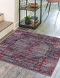 Washable Red and Black 5' 3 x 5' 3 Mangata Square Area Rug Easy to Clean Stain Resistant & Durable Chenille Traditional Vintage Distressed Carpet for Sale at Rug Engine
