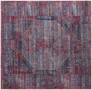 Washable Red and Black 7' 10 x 7' 10 Mangata Square Area Rug Easy to Clean Stain Resistant & Durable Chenille Traditional Vintage Distressed Carpet for Sale at Rug Engine