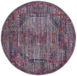 Washable Red and Black 5' 3 x 5' 3 Mangata Round Area Rug Easy to Clean Stain Resistant & Durable Chenille Traditional Vintage Distressed Carpet for Sale at Rug Engine