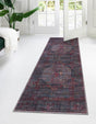 Washable Red and Black 2' x 10' Mangata Runner Area Rug Easy to Clean Stain Resistant & Durable Chenille Traditional Vintage Distressed Carpet for Sale at Rug Engine