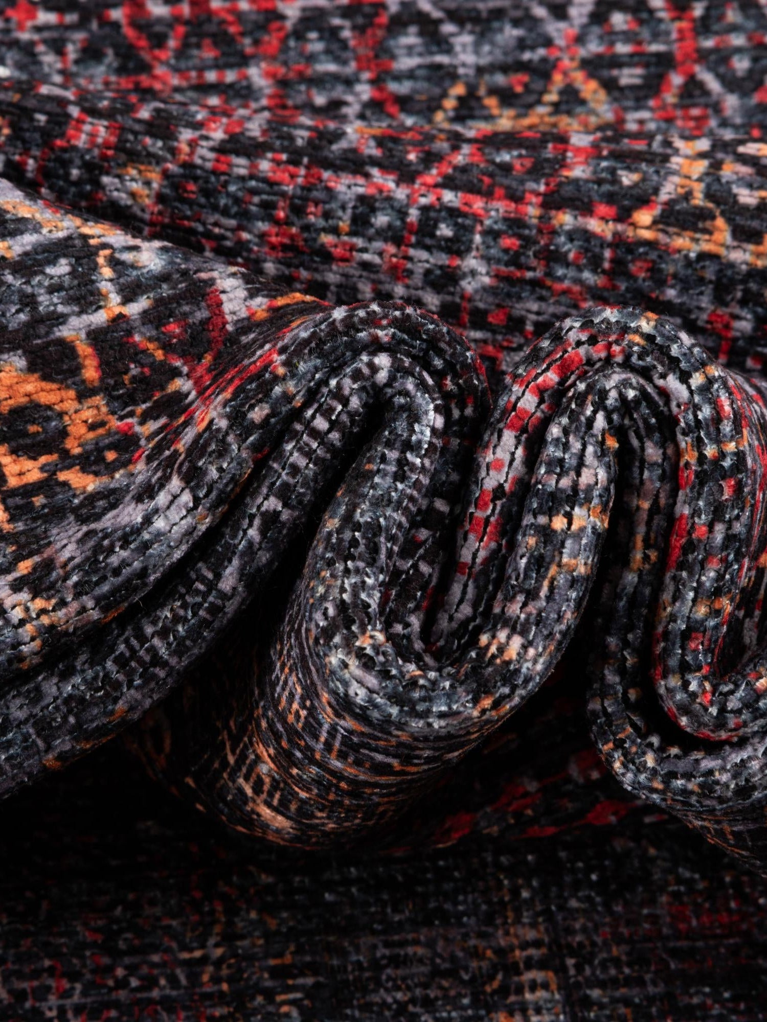Washable Red and Black 2' x 7' 10 Mangata Runner Area Rug Easy to Clean Stain Resistant & Durable Chenille Traditional Vintage Distressed Carpet for Sale at Rug Engine