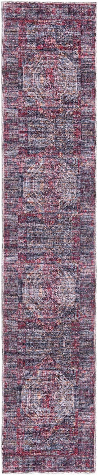 Washable Red and Black 2' x 10' Mangata Runner Area Rug Easy to Clean Stain Resistant & Durable Chenille Traditional Vintage Distressed Carpet for Sale at Rug Engine