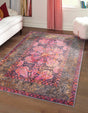 Washable Pink 10' 6 x 13' 1 Mangata Rectangle Area Rug Easy to Clean Stain Resistant & Durable Chenille Traditional Vintage Distressed Carpet for Sale at Rug Engine