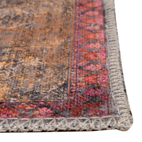 Washable Pink 5' 3 x 8' Mangata Rectangle Area Rug Easy to Clean Stain Resistant & Durable Chenille Traditional Vintage Distressed Carpet for Sale at Rug Engine