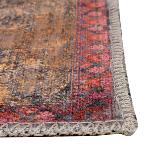 Washable Pink 10' 6 x 13' 1 Mangata Rectangle Area Rug Easy to Clean Stain Resistant & Durable Chenille Traditional Vintage Distressed Carpet for Sale at Rug Engine