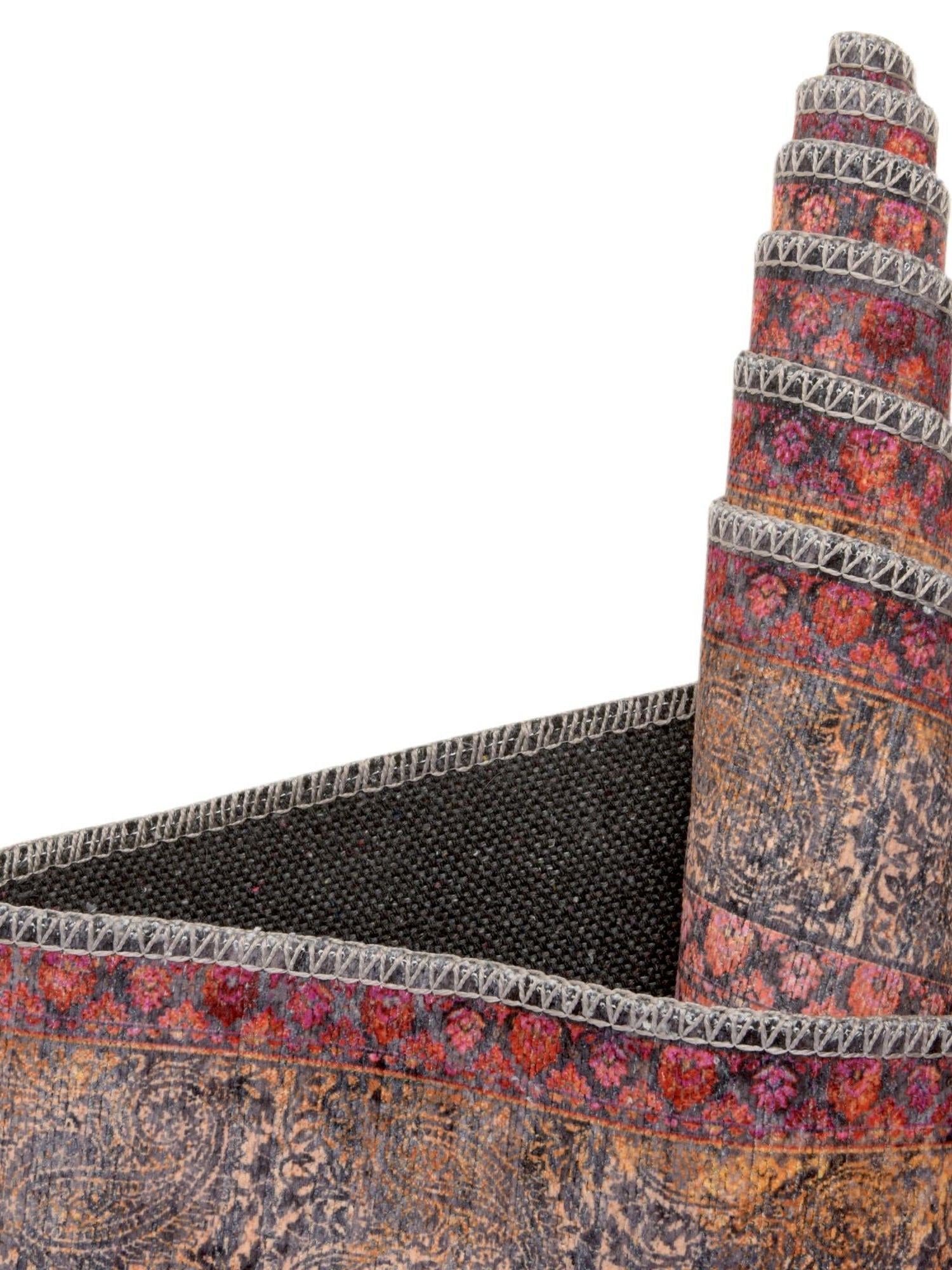 Washable Pink 6' 1 x 9' Mangata Rectangle Area Rug Easy to Clean Stain Resistant & Durable Chenille Traditional Vintage Distressed Carpet for Sale at Rug Engine