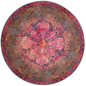 Pink 7' 3 x 7' 3 Mangata Washable Round Rug